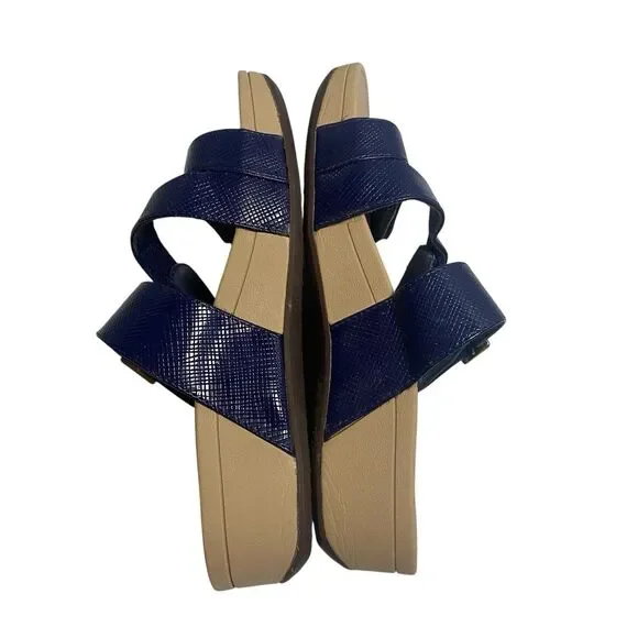 Vionic Rio Platform Sandals Wedge Adjustable Straps Navy Blue Womens Size 10.5 - Picture 6 of 10